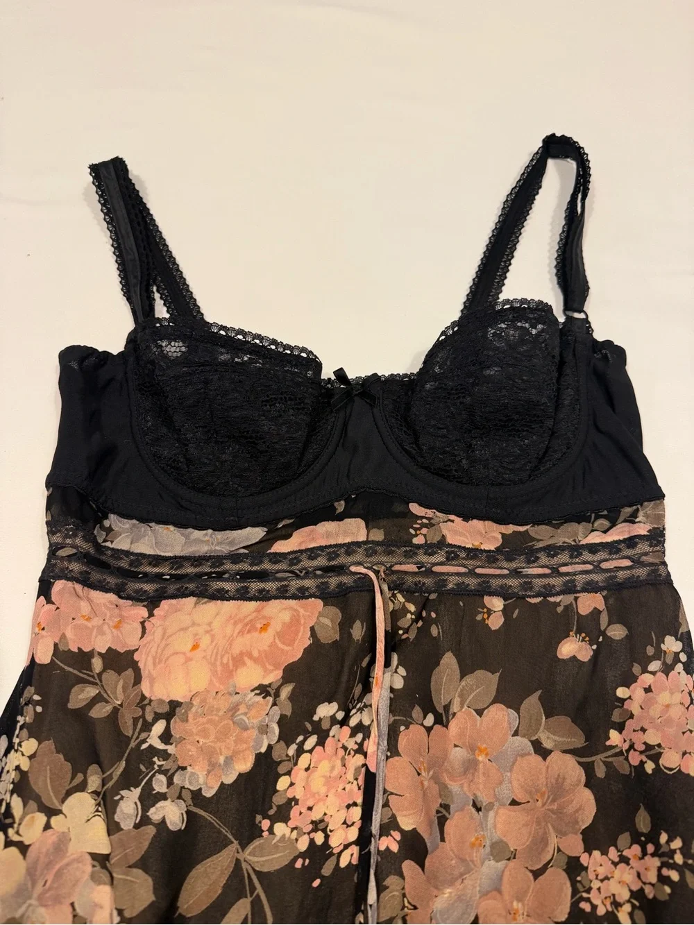 Vintage 1997 Dolce & Gabbana Black Floral Lace Bust Dress